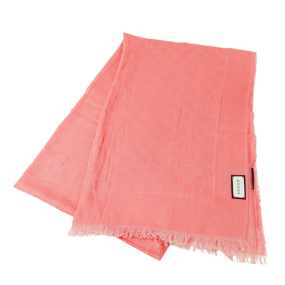 Gucci women's scarf, cotton, pink, 508027, GG pattern.